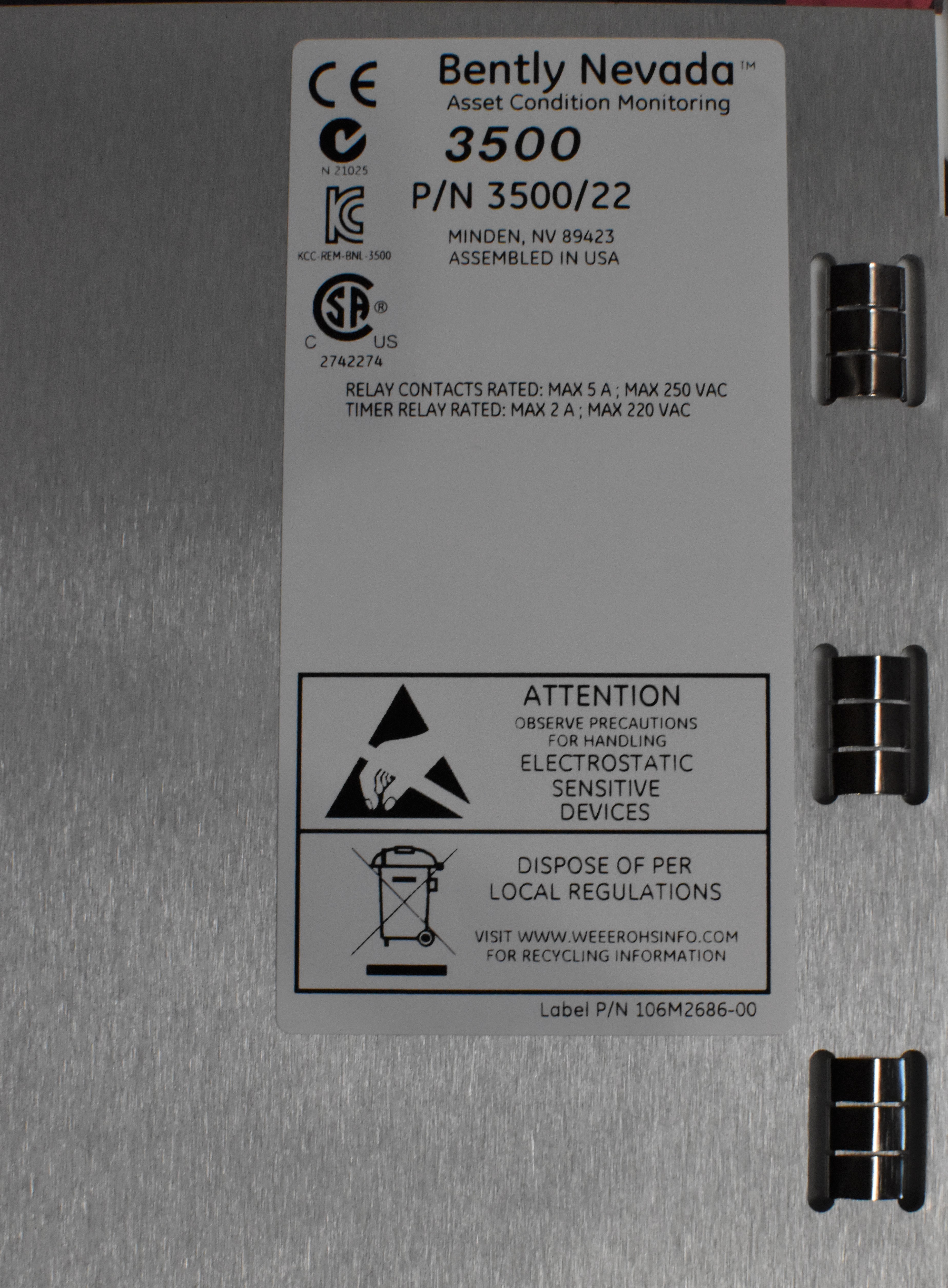 MODULE TRANSIENT DTA I/F 3500/22 - BENTLY NEVADA, 3500 SYSTEM 1